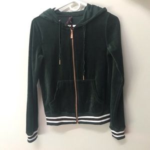 Dark green velvet zip up with a hood